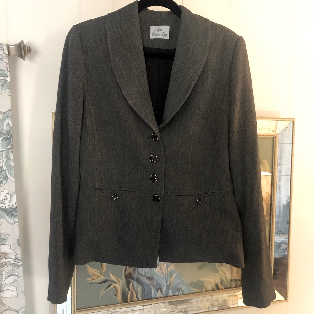 Gray Blazer with Unique Button Detail